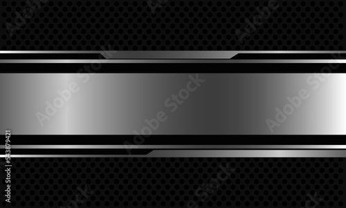 Abstract silver black cyber thin line geometric on grey circle mesh design modern futuristic background vector