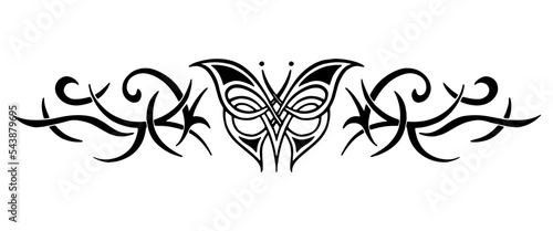 Celtic butterfly pattern. Oriental tattoo for the lower back. Girl's transferable temporary tattoo