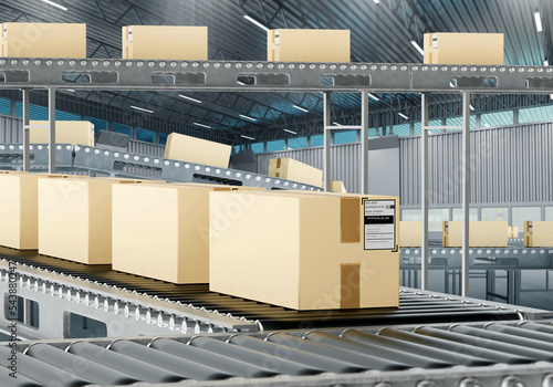 Conveyor with boxes. Automa...