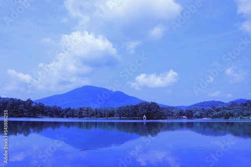 lake and mountain​s, Clouds​ on​ sky