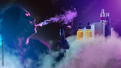 Woman is engaged in vaping....