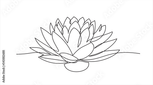 Lotus flower continuous line drawing