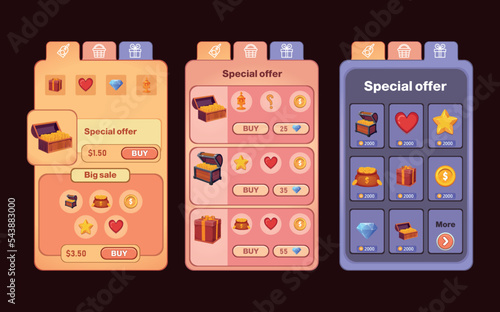 mobile game store , user interface ui - ux