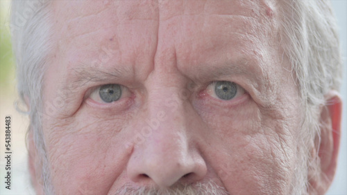 Billede på lærred Close Up of Serious Old Man Eyes Outdoor