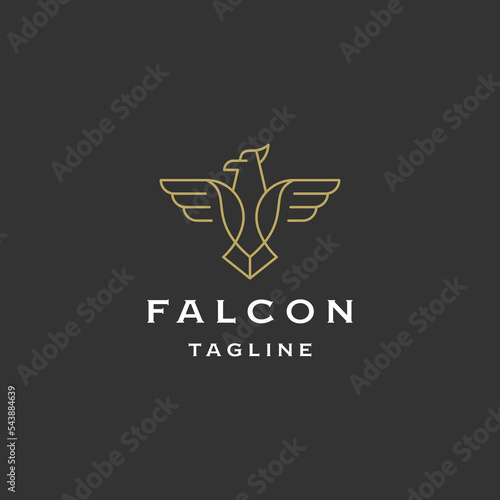 Luxury falcon line logo icon design template flat vector