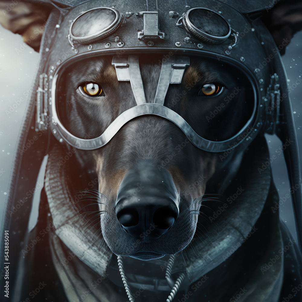 Fototapeta premium tête de chien masque à gaz