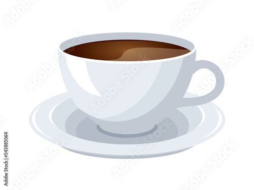 Black coffee in a white cup with a saucer icon vector. Black coffee drink icon vector isolated on a white background. Cup of espresso drawing