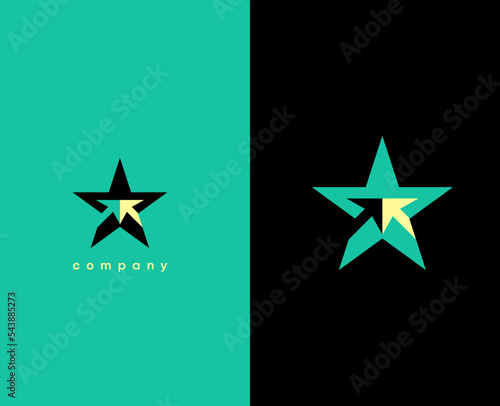 Arrow logo in star. Merging phase of arrows and star icon. Line Style Can be used for Business and Brand Logos. Flat Vector Logo Design Template Element.