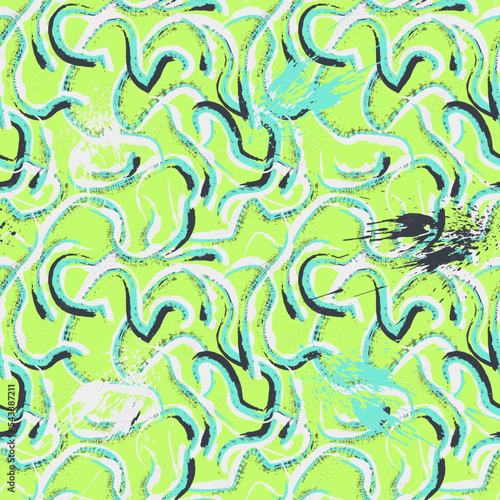 Fototapeta premium Seamless abstract pattern with wave grunge lines