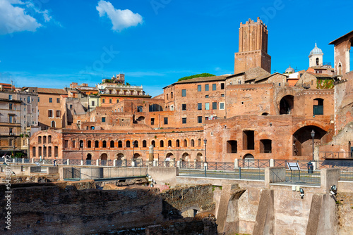 Trajan's Market (Mercati di Traiano) is a large complex of ruins in Rome, Italy. Architecture and landmark of Rome. Cityscape of Rome.