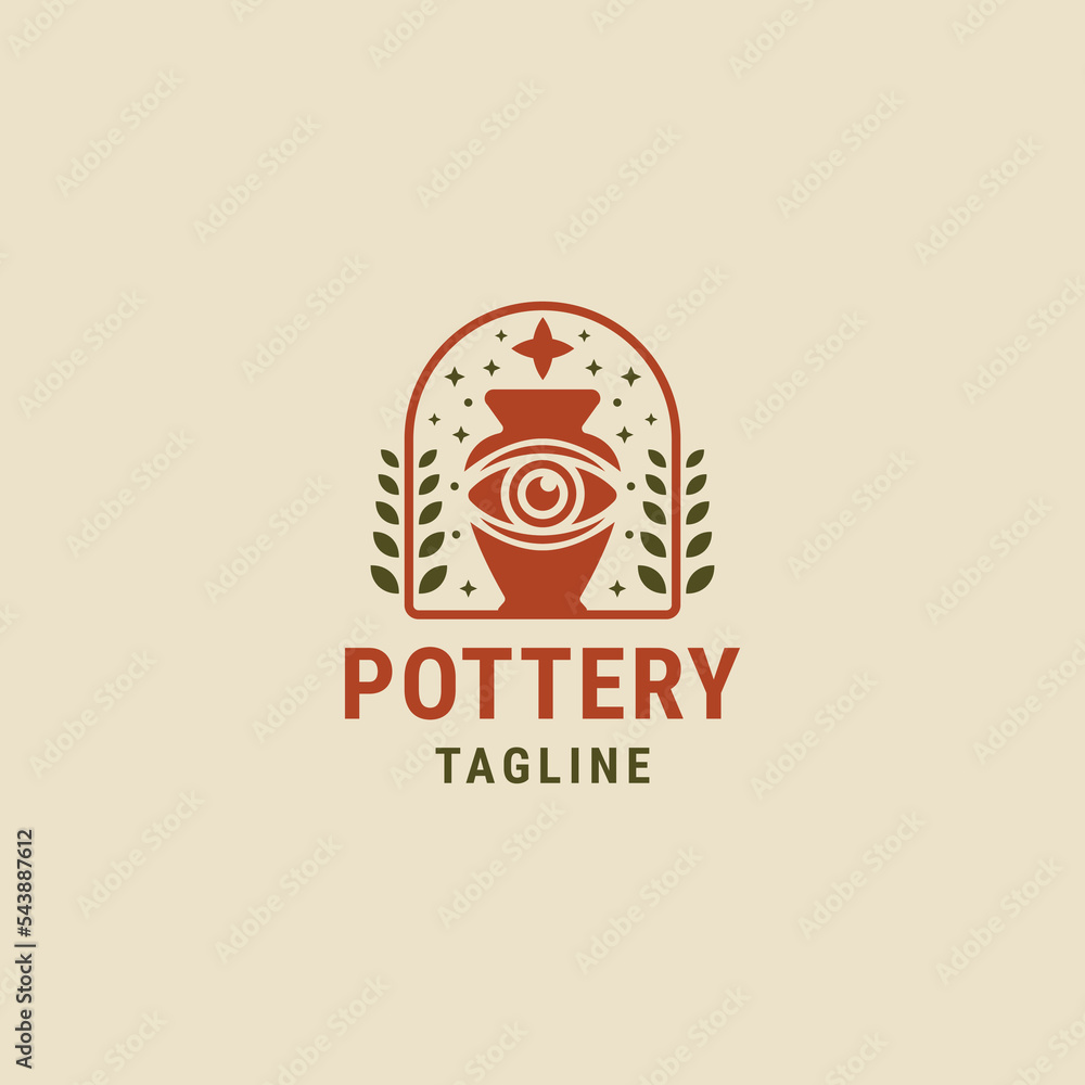 Fototapeta premium Mystic pottery eye logo design template flat vector 
