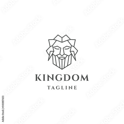 Zeus head kingdom with line art style logo design template flat vector