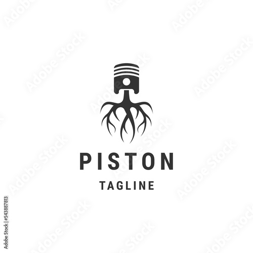 Piston root logo design template flat vector illustration