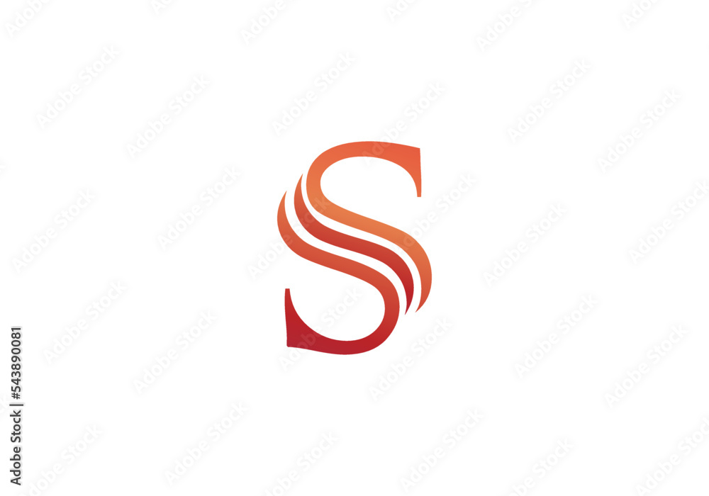 S strong capital red letter business element icon logo