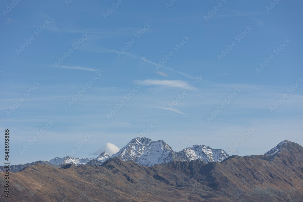 Mountains with snow in Davos in autumn, Switzerland Mountains with snow in Davos in autumn, Switzerland