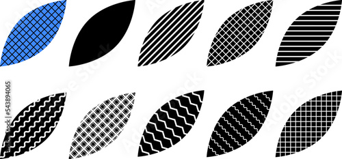 Geometric decorative art petals collection. Floral elements, drops or petal with lines, waves, squares. Trendy decor for design, banners, presentation, pattern