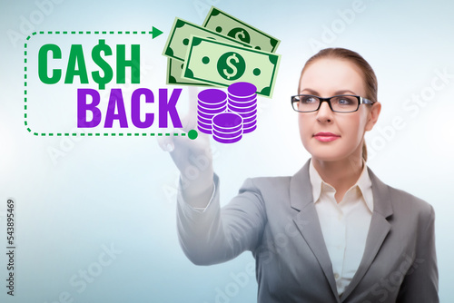 Businesswoman in the cash back concept