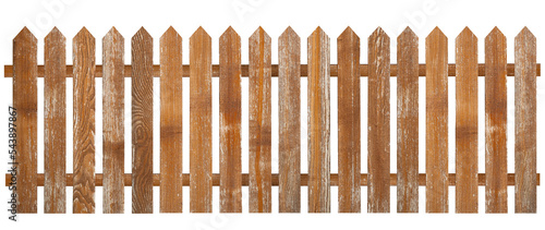 Brown wooden fence isolated on transparent background. There are PNG.