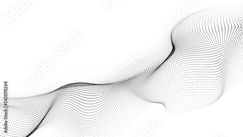 Futuristic moving white wave. Digital background with moving particles. Big data visualization. Vector illustration.