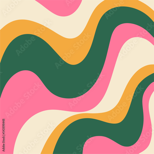 Psychedelic wavy lines, retro hippie style. Liquid marble texture, multicolor wallpaper design. Liquid marble pattern, abstract background.