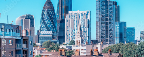 Photography London City aerial skyline on a summer morning