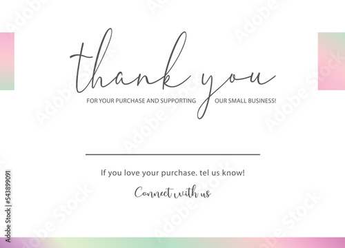 Thank You Card. Simple thank you card, thank you for your order card design for online business, ready to print file, easy to editable version.