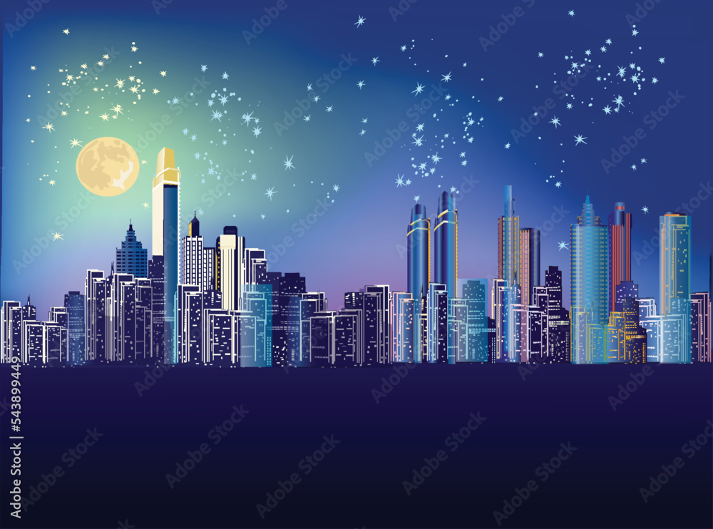city landscapes under star dark blue sky city landscapes under star dark blue sky