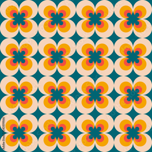 70s retro groove pattern with circles. Vintage geometrical pattern. Vector illustration