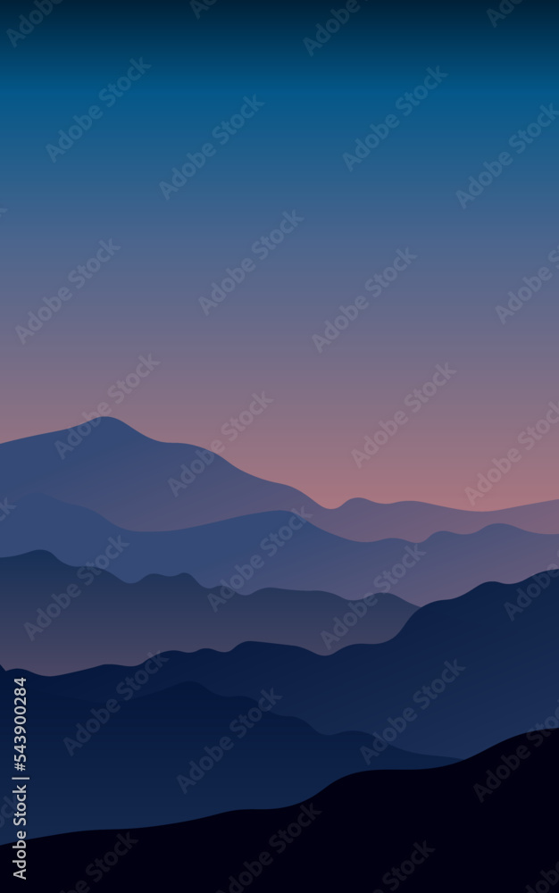 Beautiful dark blue mountain landscape