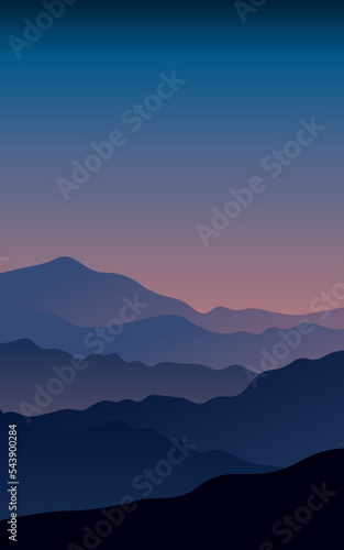Beautiful dark blue mountain landscape