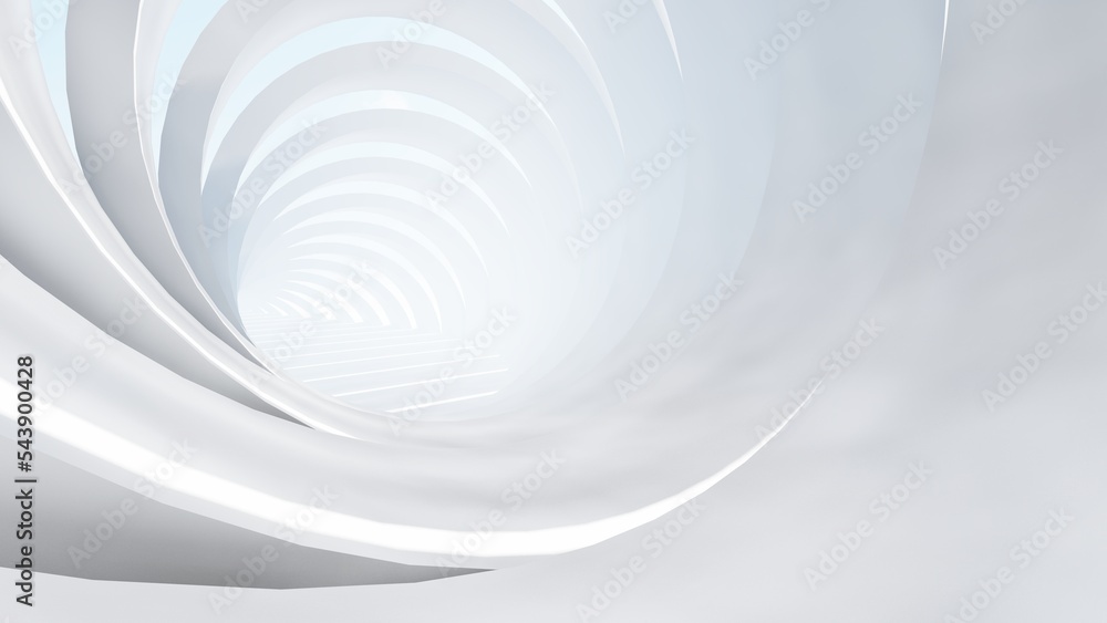 Obraz premium Abstract architecture background white round tunnel 3d render