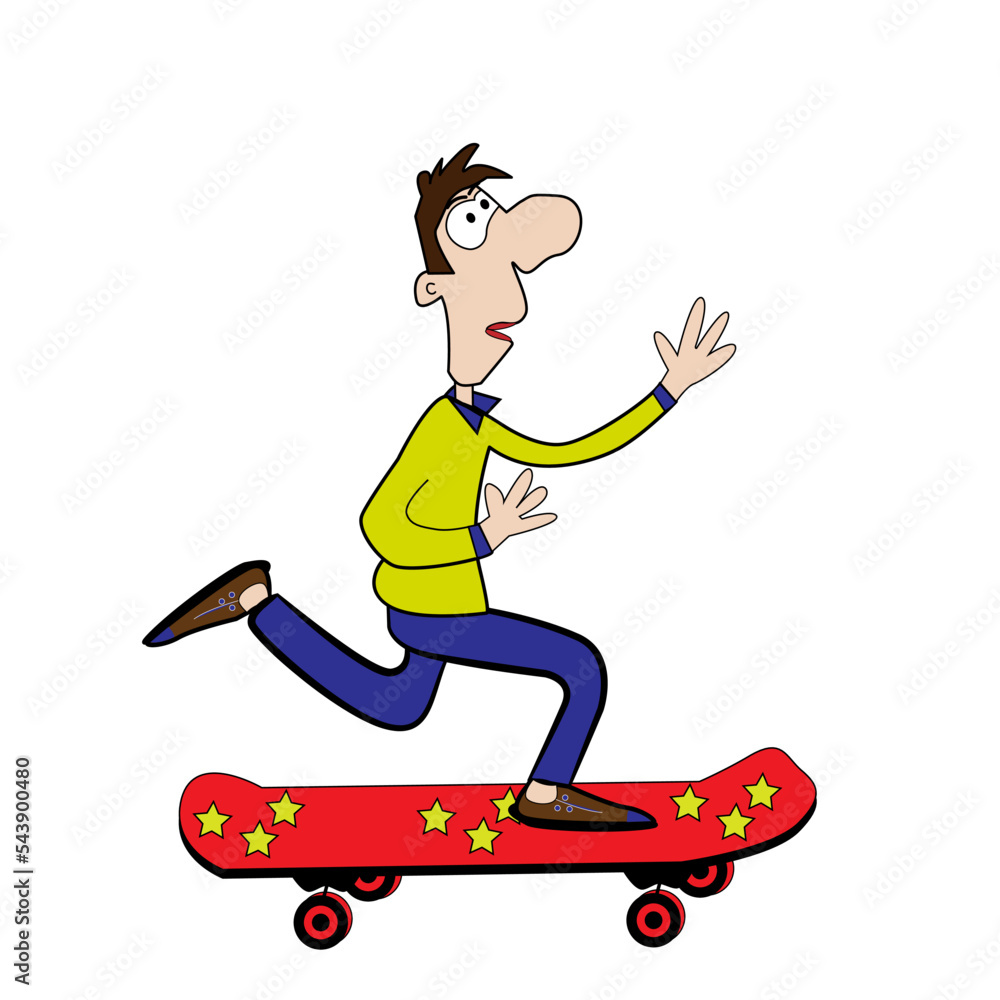 Fototapeta premium Hombre montada en un skate. 