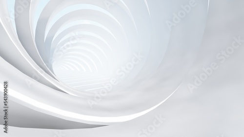 Fototapeta Naklejka Na Ścianę i Meble -  Abstract architecture background white round tunnel 3d render