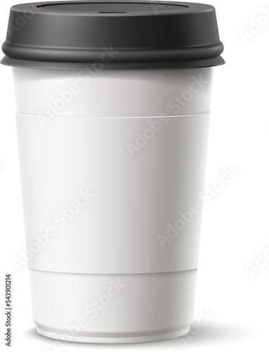 Disposable realistic coffee cup. Blank brand mockup