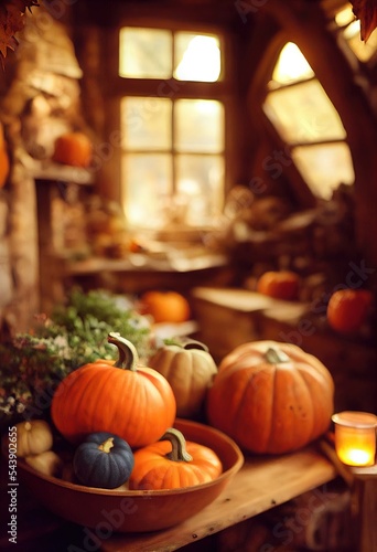 Autumn still life with pumpkin