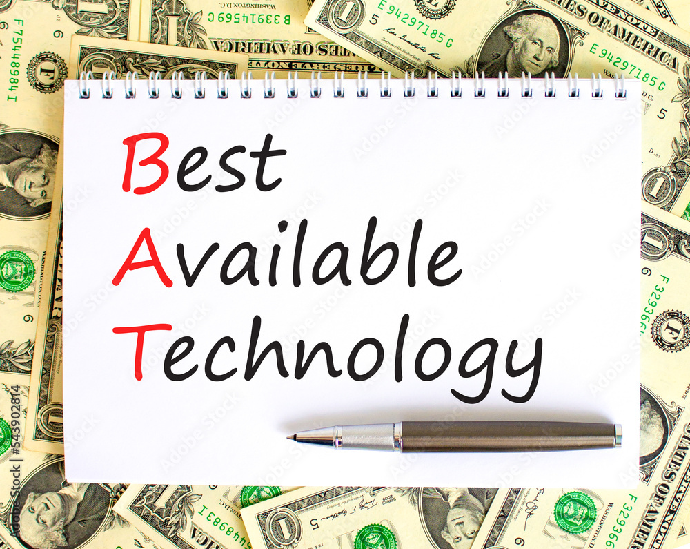 BAT best available technology symbol. Concept words BAT best available