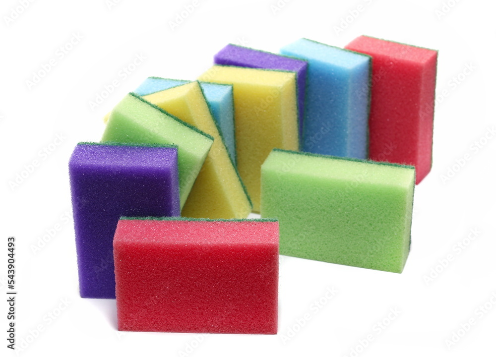 Colorful sponges new isolated on white background Colorful sponges new isolated on white background