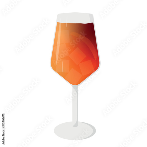 Cocktail in a glass. Red cocktail. Aperol spritz in a glass. Vector illustration