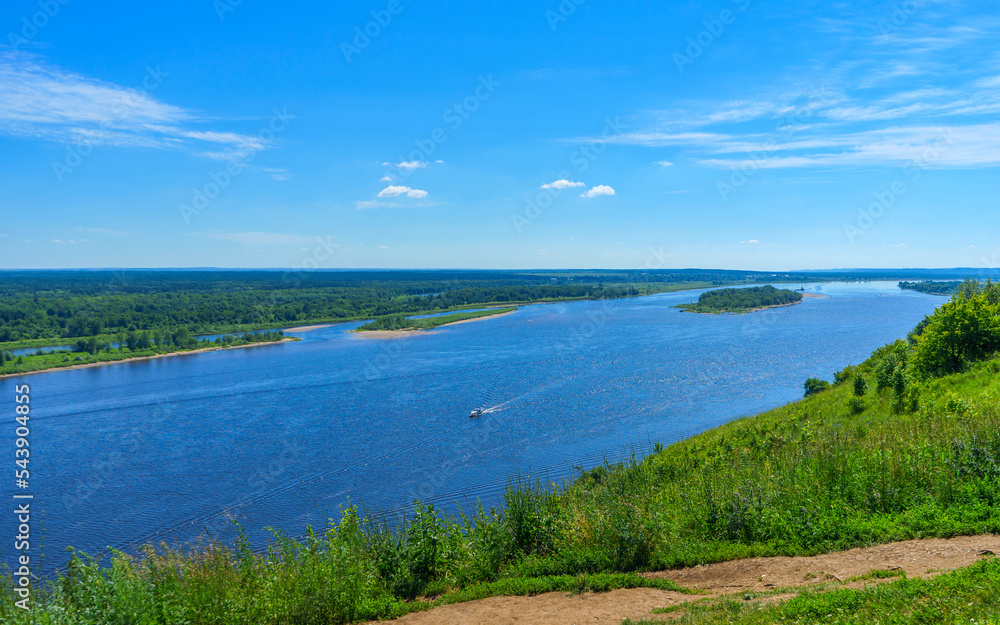 An observation platform on the edge of a high cliff on the banks of the Kama River in Sarapul. Udmurtia