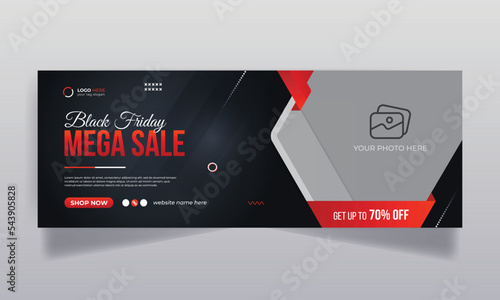 Black friday sale social media facebook cover design and web banner template