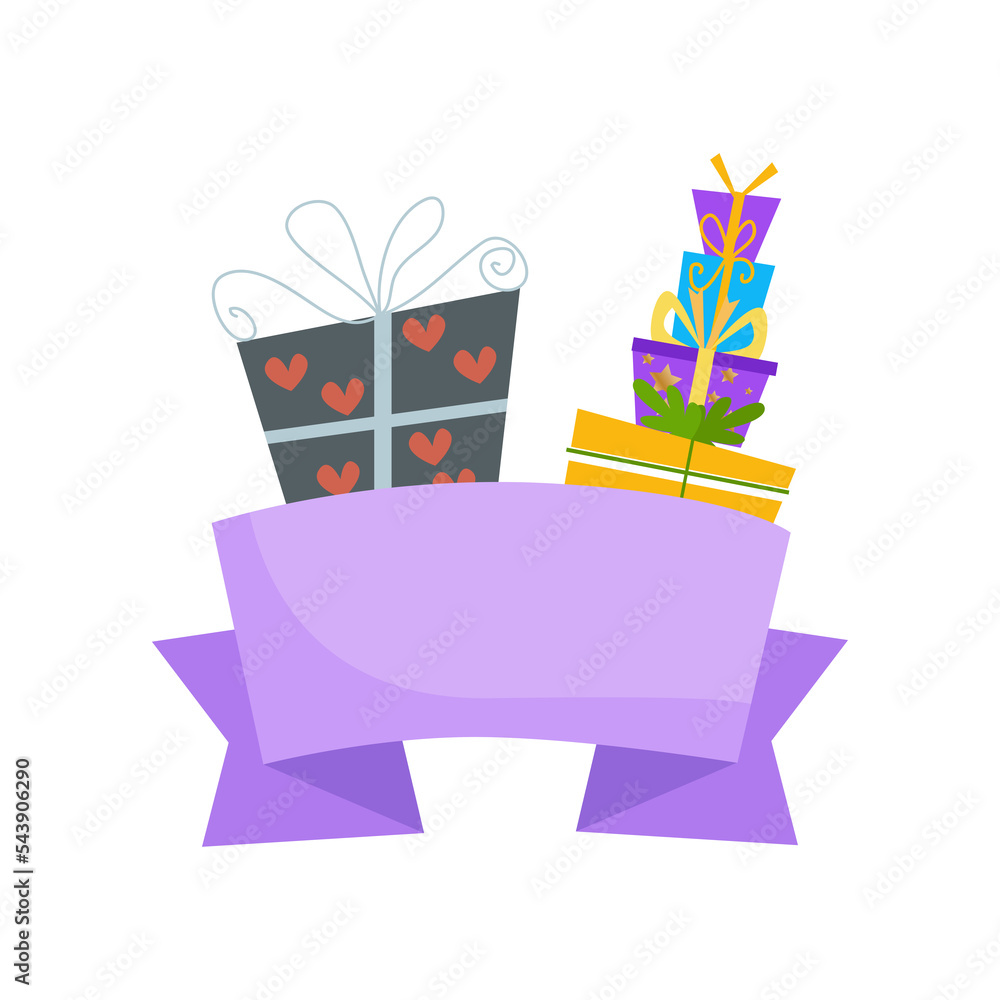 Happy birthday illustration label with gift icon suitable for happy birthday labels and cards