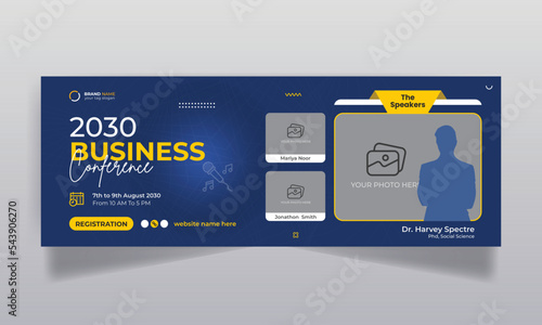 Business conference social media facebook cover design and web banner template