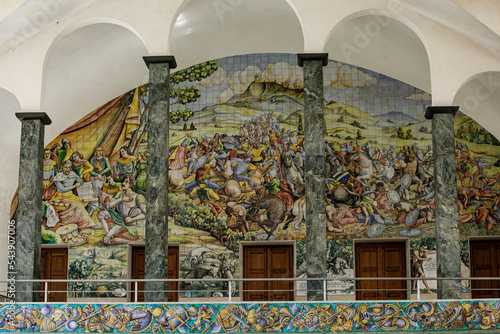 Tableau sur toile Maiolica murales, Galleria Sturzo, Caltagirone, Sicily, Italy