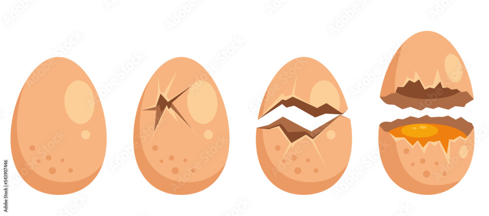 Broken cracks breaking egg hatching steps whole and broken abstract ...
