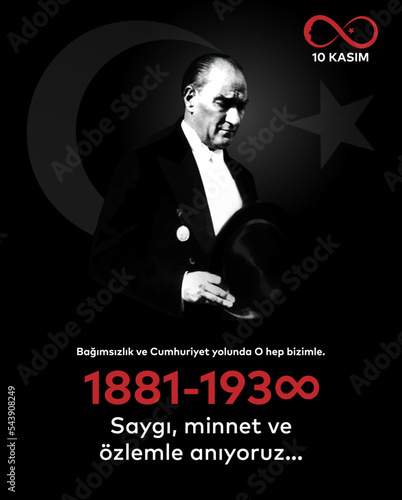 10 Kasim Ataturk Anma Gunu, Saygiyla Aniyoruz. 1881-1938. Translate: November 10 is the anniversary of Ataturk death. 1938-1881.