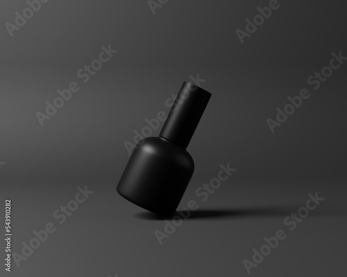 3d realistic mockup parfume bottle with black theme and black glass and dark background and podium set