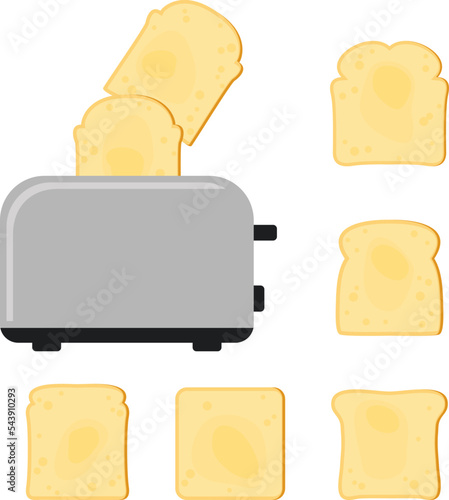 vector toasted bread slices and toaster