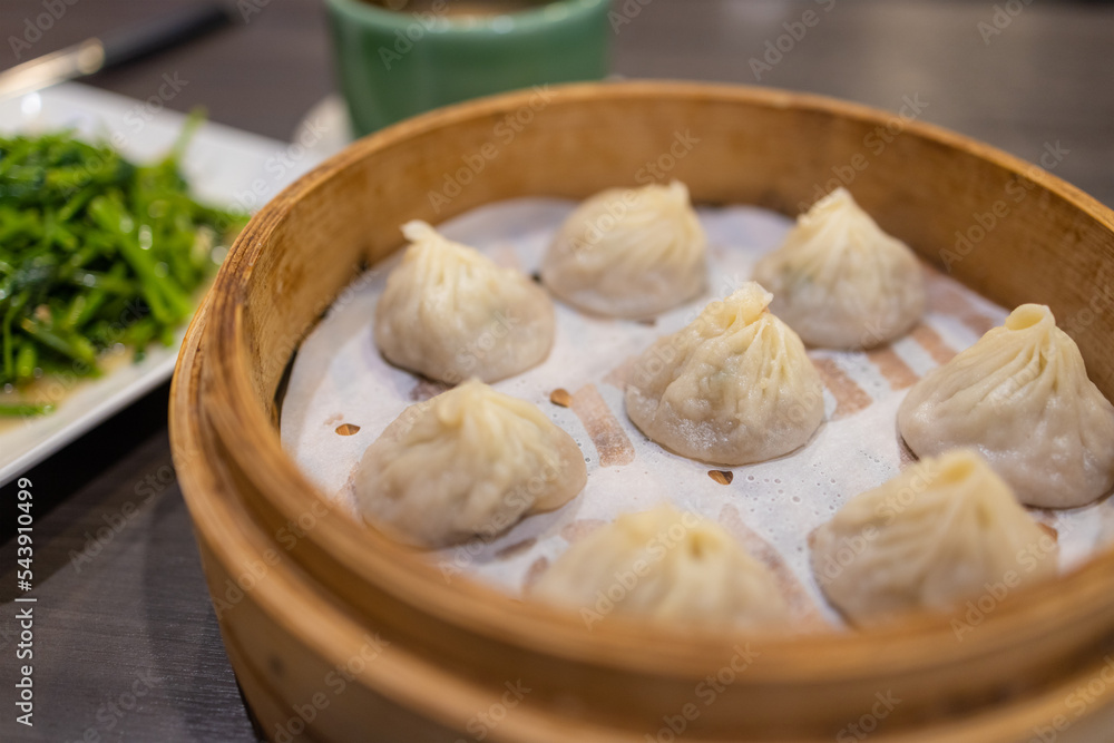 Fototapeta premium Chinese style steamed soup bun in restaurant