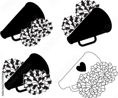 vector set of pom poms. cheerleading icon