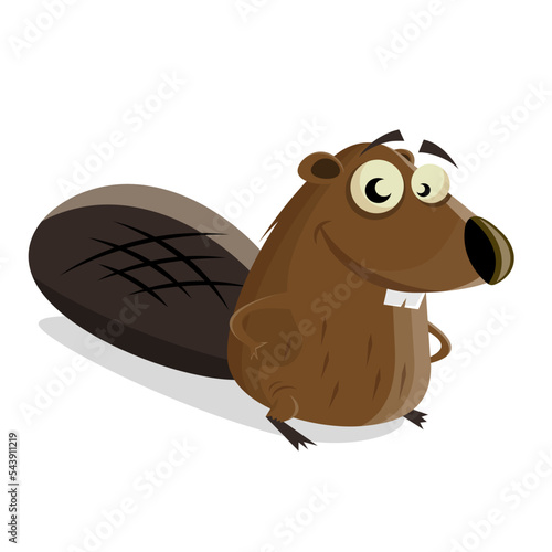 funny cartoon illustration of a happy beaver
